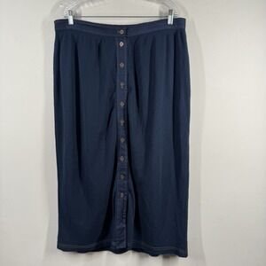 Venezia Jeans Vtg USA Maxi Button Front Thermal Waffle Cotton Blend Skirt 22/24